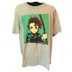 Demon‎ Slayer Mens T Shirt Gray Size Large Anime